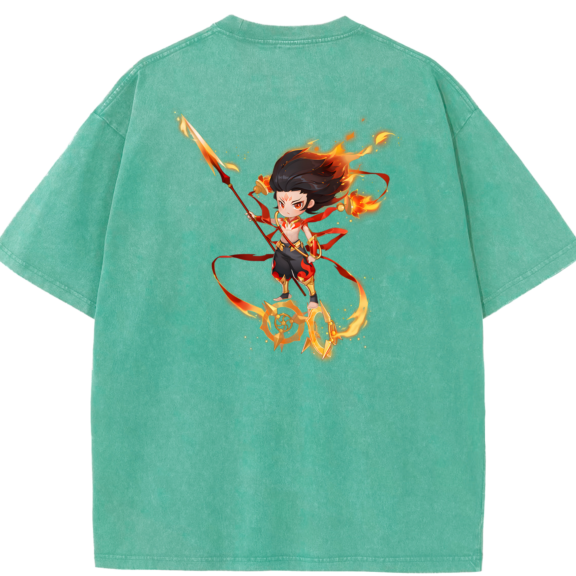 （画像用） Ne Zha 2 ナタ 魔童の大暴れ 綿100% ヴィンテージ風 半袖Tシャツ（背面プリント）